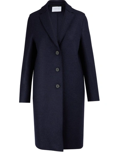 Shop Harris Wharf London Felted Wool Coat In Navy Blue