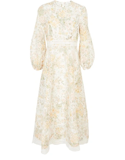 Shop Zimmermann Amelie Embroidered Long Dress In Ivory Floral