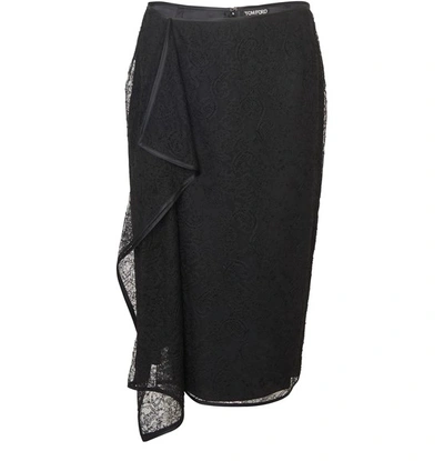 Shop Tom Ford Lace Skirt In Black