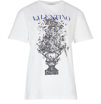 Shop Valentino Printed T-shirt In Bianco