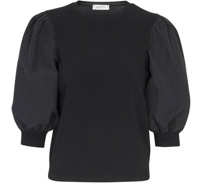 Shop Valentino Puffy Sleeves Sweater In Nero
