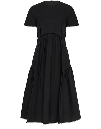 Shop Loewe Long Dress With Short Sleeves In Black