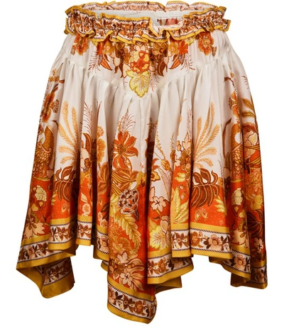 Shop Zimmermann Brightside Silk Skirt In Gold Phoenix