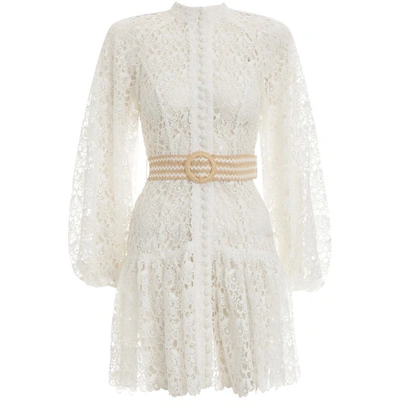 Shop Zimmermann Flare Short Dress In Ivory