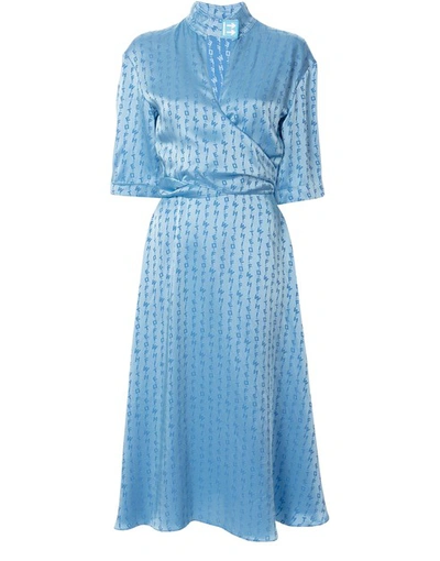 Shop Off-white Logo Dress In Light Blue