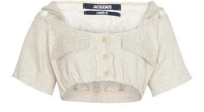 Shop Jacquemus Alzou Top In Beige