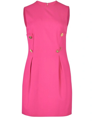 Shop Versace Short Fitted Dress In Fuxia