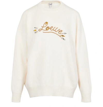 Shop Loewe Sweater In White/camel