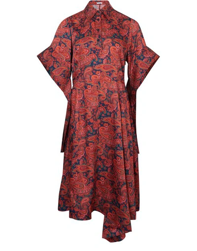 Shop Jw Anderson Tab Sleeve Dress In Red Navy
