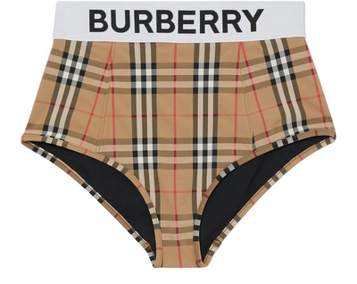 Shop Burberry Tessa  Print Panties In Archive Beige Ip Chk