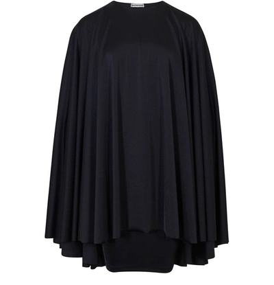 Shop Balenciaga Flip Cape Mini Dress In Black