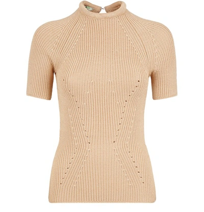 Shop Fendi Pullover In Light Blue Silk In Beige