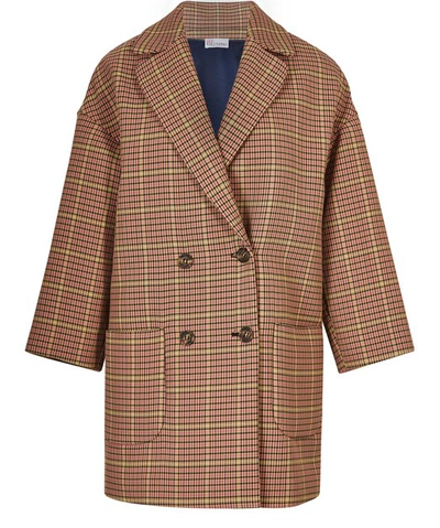 Shop Red Valentino Houndstooth Coat In Pink Yellow