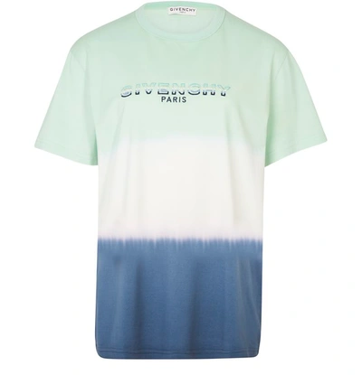 Shop Givenchy T-shirt In Bleu Vert Blanc
