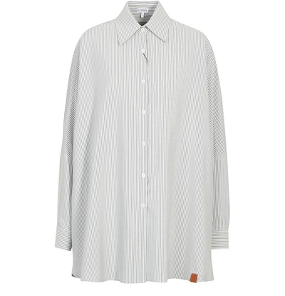 Shop Loewe Stripe Bat Sleeve Shirt In White Blue