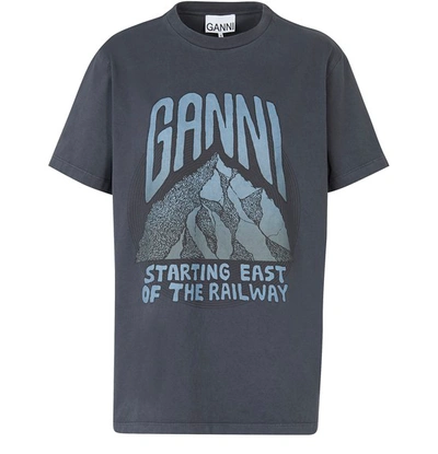 Shop Ganni Organic Cotton T-shirt In Phantom