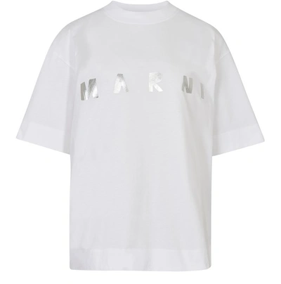 Shop Marni Crew Neck T-shirt In Silver