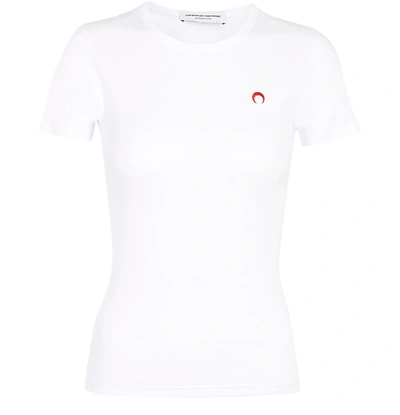 Shop Marine Serre Logo T-shirt In 1 White With Red Print