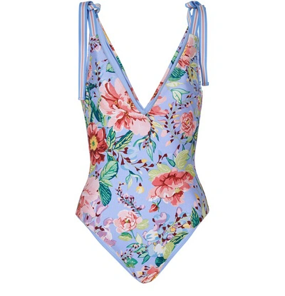 Shop Zimmermann Swimsuit In Cornflower Floral