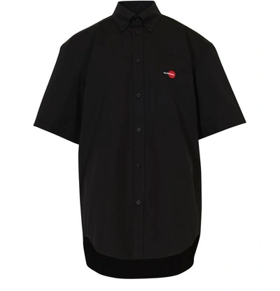 Shop Balenciaga Short Sleeve Large Fit Shirt In Black