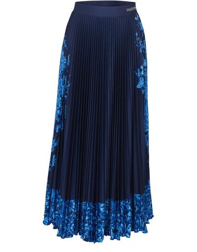 Shop Valentino Jersey Printed Skirt In Blu