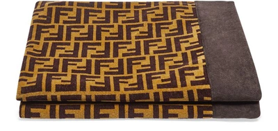 Shop Fendi Cotton Beach Towel In Brown