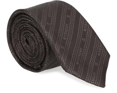Shop Givenchy Chain Jacquard Tie In Black Grey