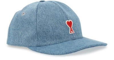 Shop Ami Alexandre Mattiussi Ami De Coeur Cap In Used Blue