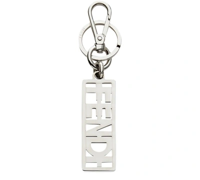 Shop Fendi Key Ring In Silver