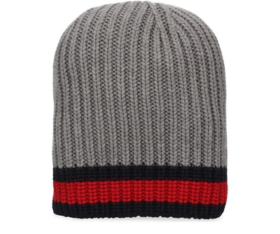 Shop Gucci Web Beanie In Anthracite
