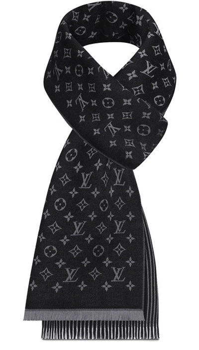 Shop Louis Vuitton Monogram Lines Stole In Noir Gris