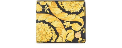 Shop Versace Barocco Leather Wallet In Mulitcolor Oro Nero