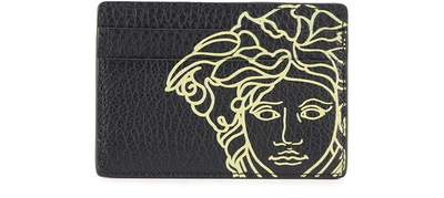 Shop Versace Medusa Stamped Card Case In Nero Lemon Oro