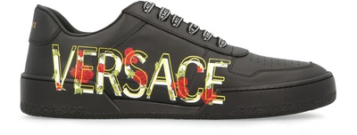 Shop Versace Ilus Logo Sneakers In Nero Multicolor