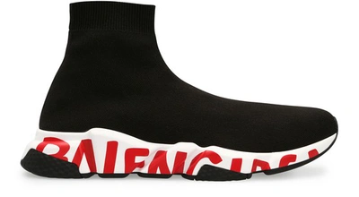 Shop Balenciaga Speed Graffiti Sneaker In Black White Red