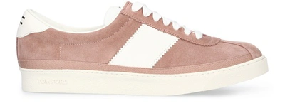 Shop Tom Ford Bannister Low Top Suede Sneakers In Powder