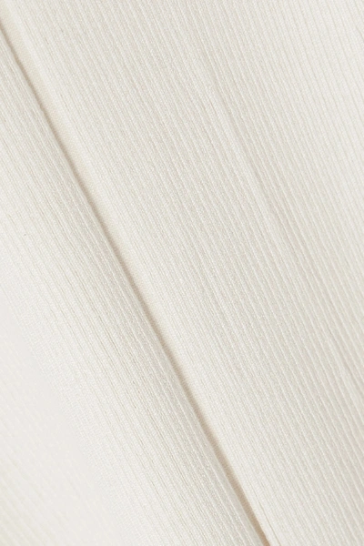 Shop Oscar De La Renta Ribbed Silk-blend Sweater In Ivory