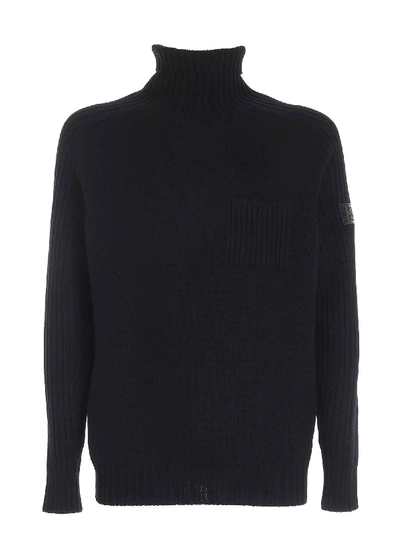 Shop Hogan Black High Neck Sweater Featuring Patch Pocket