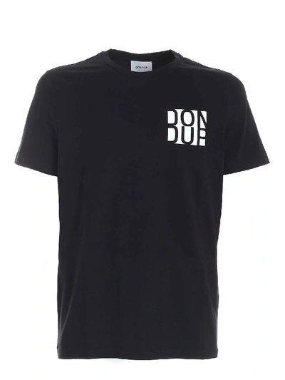 Shop Dondup White Logo Print T-shirt In Black