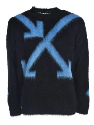 Shop Off-white Fuzzy Arrows Crewneck Sweater In Black