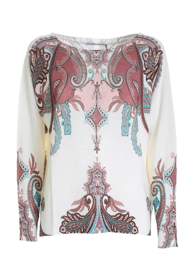 Shop Blumarine Printed Sweater In Ivory Color In White