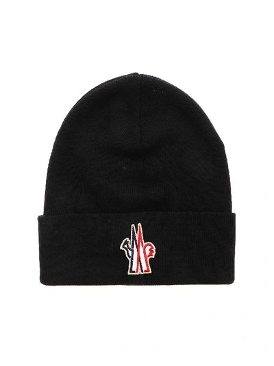 Shop Moncler Ribbed Beanie In Black