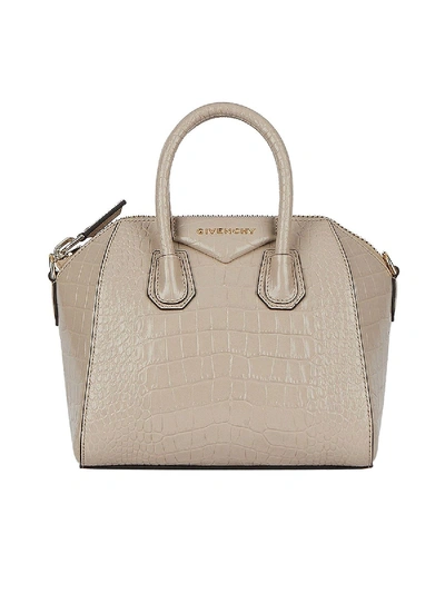 Shop Givenchy Antigona Mini Bag In Dove Grey