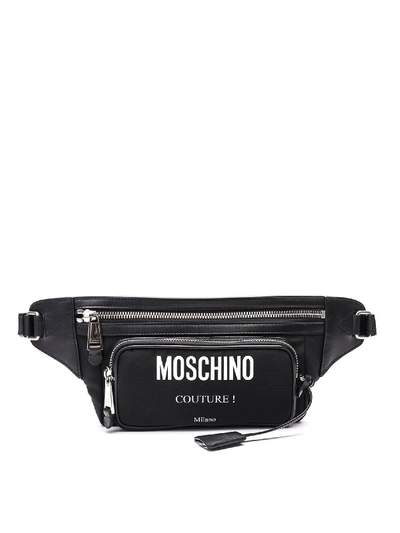 Shop Moschino Silver Zips Bumbag In Black