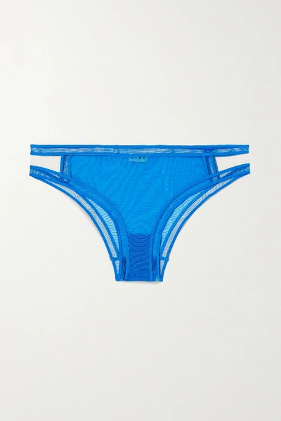 Shop Livy Ader Cutout Tulle Briefs In Blue