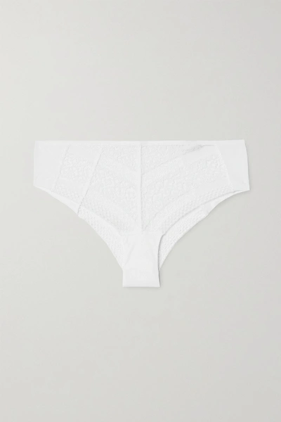 Shop Livy Dean Lace And Jersey Briefs In White