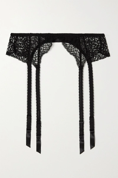 Shop Journelle Allegra Stretch-lace And Tulle Suspender Belt In Black