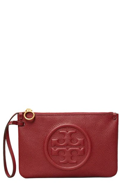 Shop Tory Burch Perry Leather Wristlet In Tinto