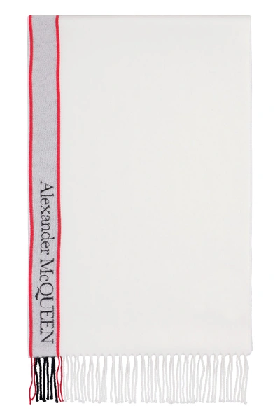 Shop Alexander Mcqueen Wool And Cashmere Scarf In White