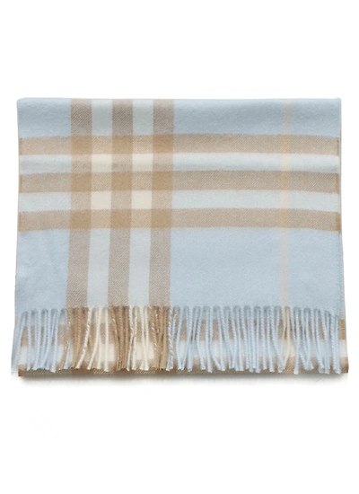 Shop Burberry Classic Check Cashmere Scarf In Pale Blue